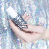 正品 ESSIE指甲油带亮片3004银色小亮片Set Stones透明色闪粉细