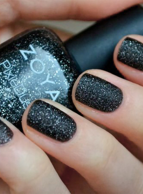 10free美国ZOYA指甲油星辰流沙DAHLIA曜黑色zp656磨砂颗粒感显白