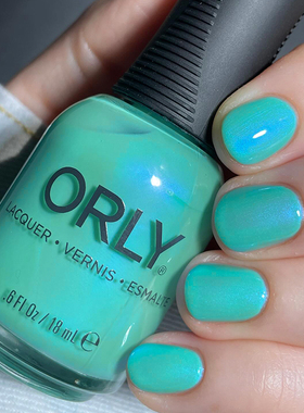 新色春季orly指甲油偏光细闪湖绿2000313蓝绿色morning dew不可剥