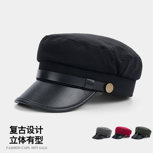 春夏秋天海军棉帽子男女韩版 鸭舌帽 文艺画家帽复古民国学生帽时尚