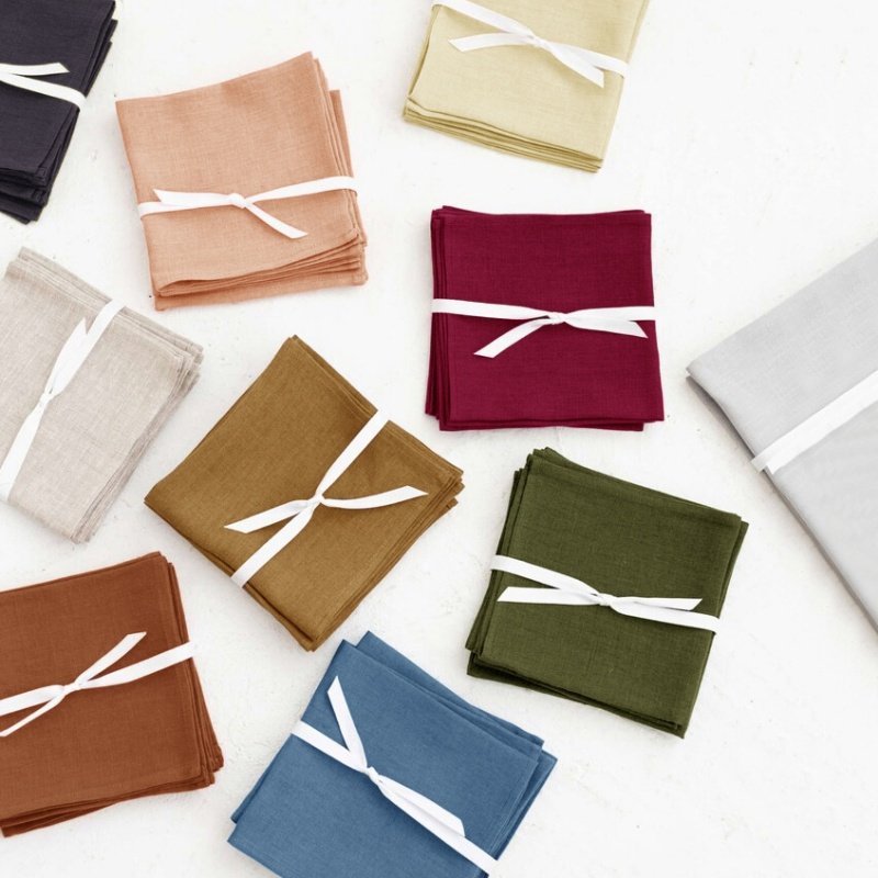 亚麻餐布纯色家用西餐巾方形酒店餐垫隔热垫45*45单条装茶巾定制
