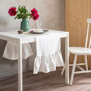 轻奢高级感纯色亚麻桌旗法式桌巾茶几吧台桌布长条氛围感茶旗盖布