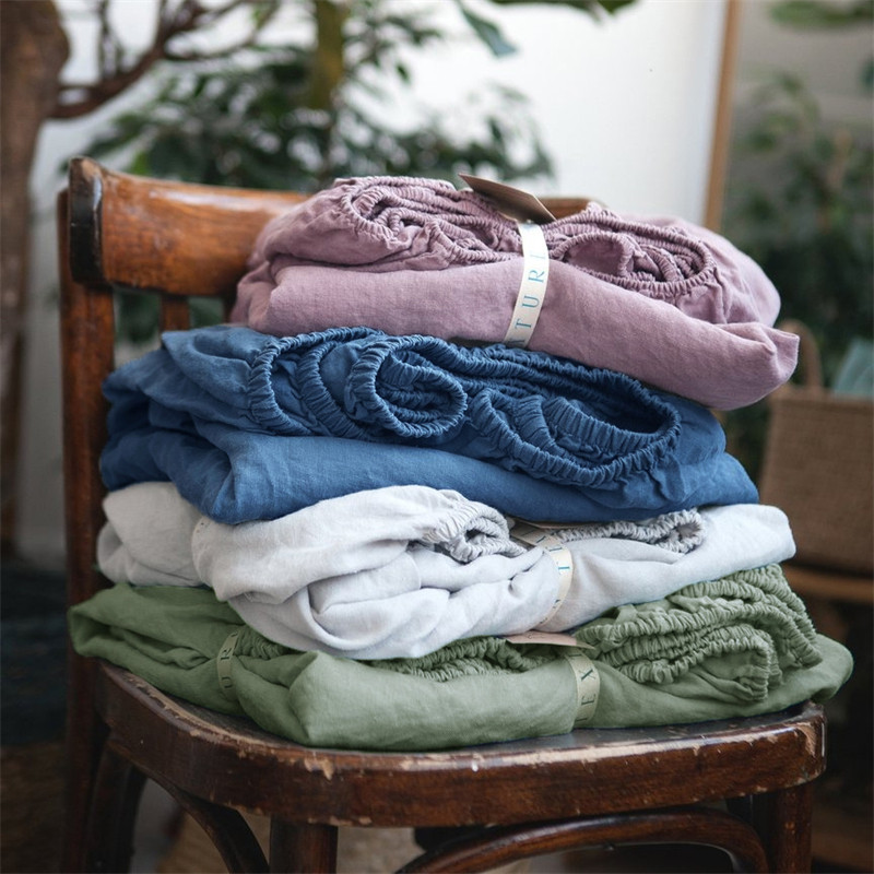 轻奢高级感亚麻床笠夏季纯色双人床单件床罩床垫保护套大尺寸定制