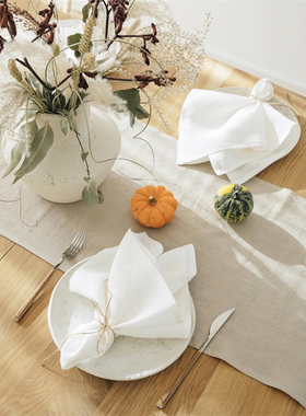 亚麻餐巾纯色长方形餐垫定制擦杯布酒店西餐巾折花布口布32X44CM