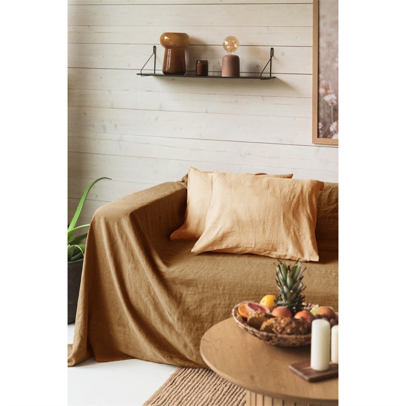 轻奢高级感纯色沙发巾亚麻盖巾沙发毯大尺寸背景布防尘布盖布定制