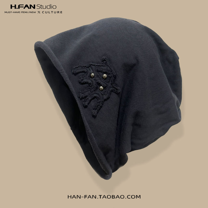 韩版潮帽子女款2025新款几何图形堆堆帽冷帽大头围针织包头月子帽