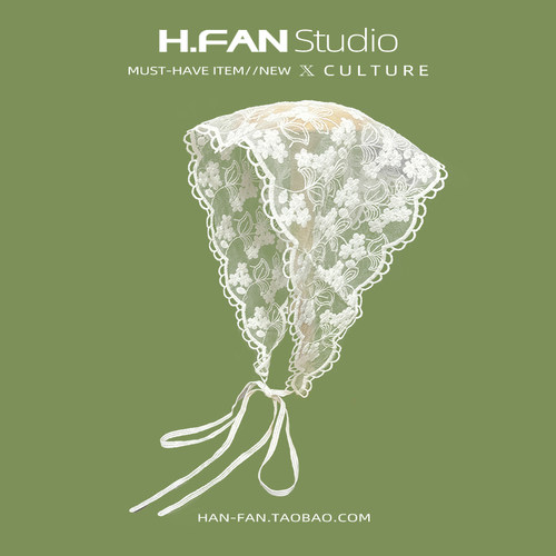 蕾丝边花朵白色可爱头巾发带