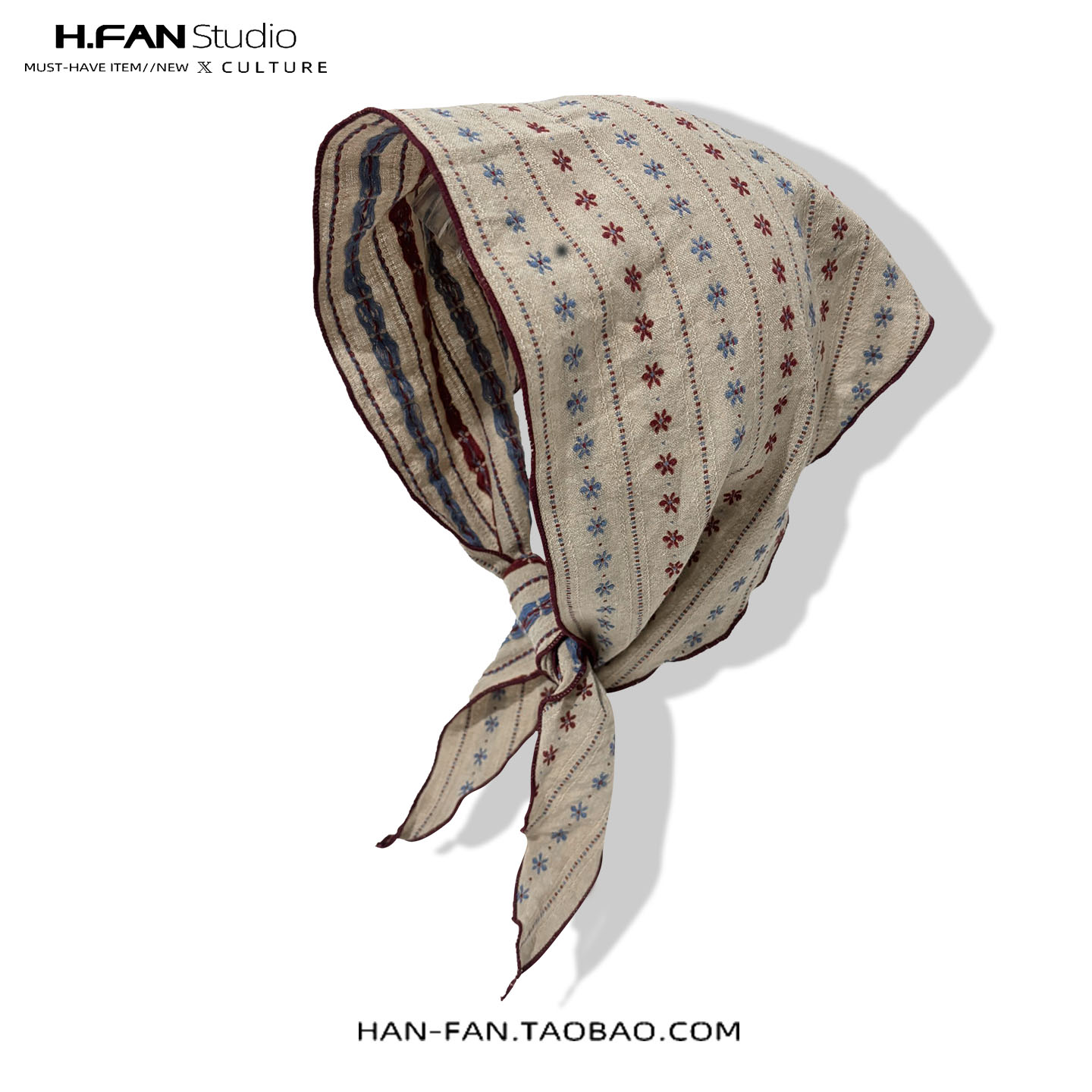 日系文艺碎花甜美三角头巾帽子女夏出游复古小领巾包头发带发饰