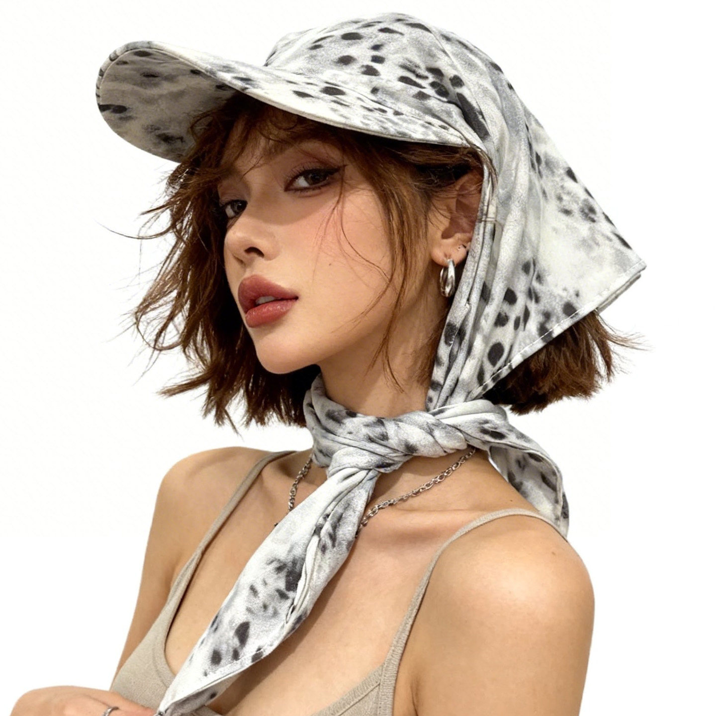 2026春夏新款豹纹棒球帽子女欧美风绑带头巾帽ins个性小众遮阳帽