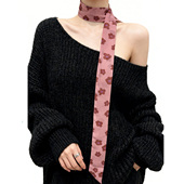 长条小围巾系脖飘带发带配饰 薄款 复古高级感印花丝巾女款 2026新款