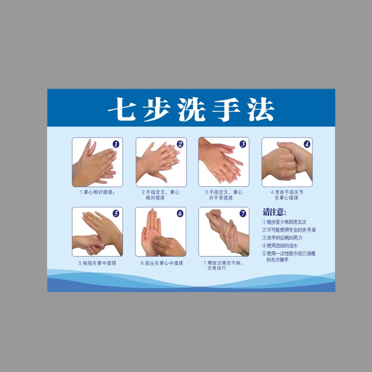 亚克力医院诊所护士六部七步洗手法墙贴指示防水标识牌卫生间提示