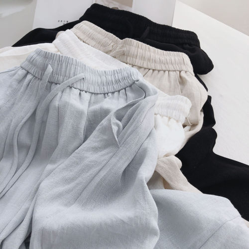 夏季亚麻薄款垂感防晒宽松阔腿裤