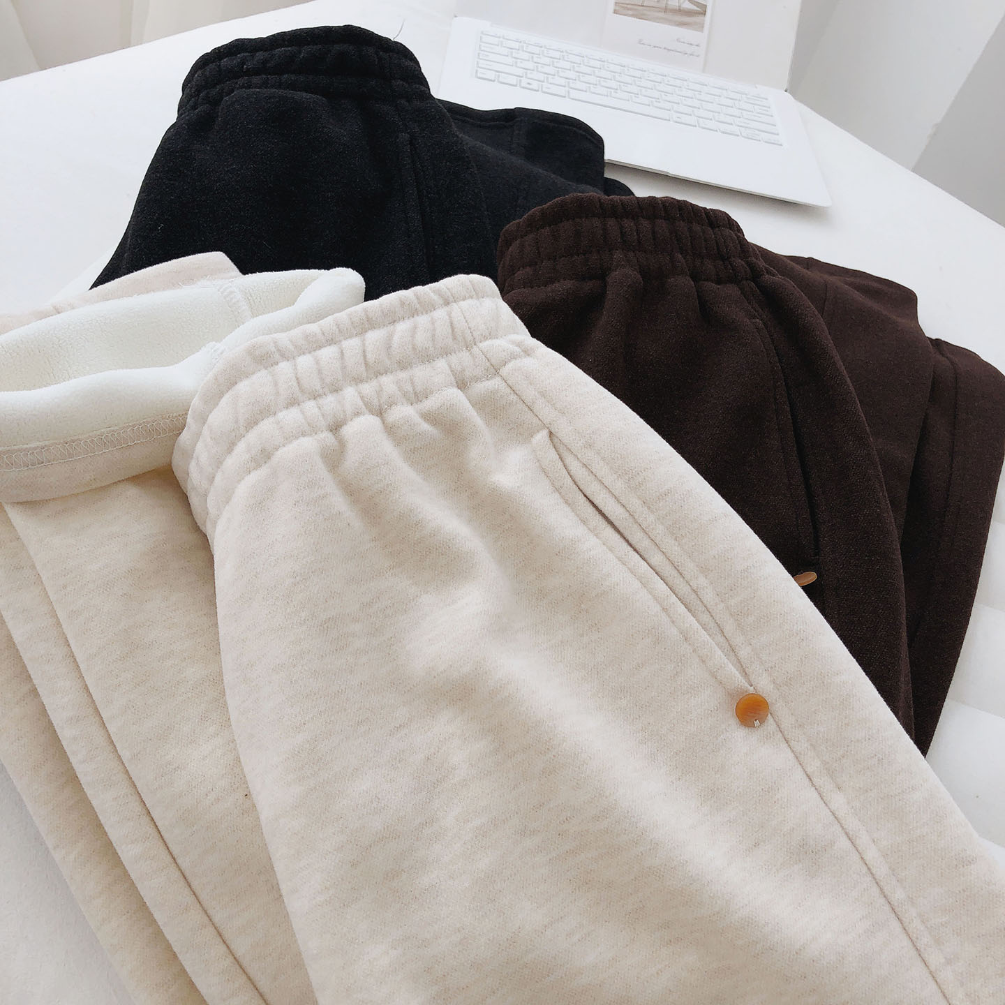 高腰加厚加绒窄版直筒长裤女冬季