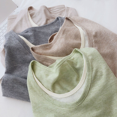 大弹力圆领短袖T恤女夏季针织衫