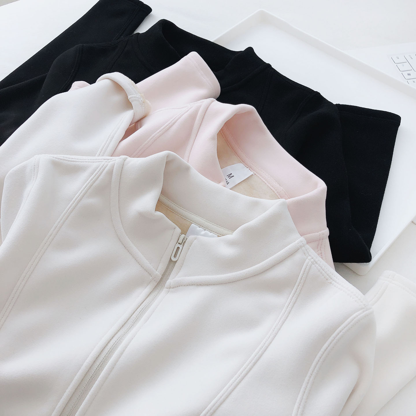 加厚加绒立领卫衣外套女秋冬开衫