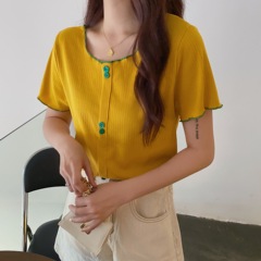 Real price fat size T-shirt women's new fashion thin knitwear loose cover meat show thin top