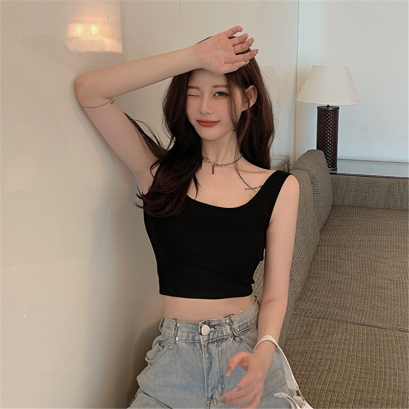 Real price big women's basic Mini vest women's fashion summer slim elastic open navel suspender top