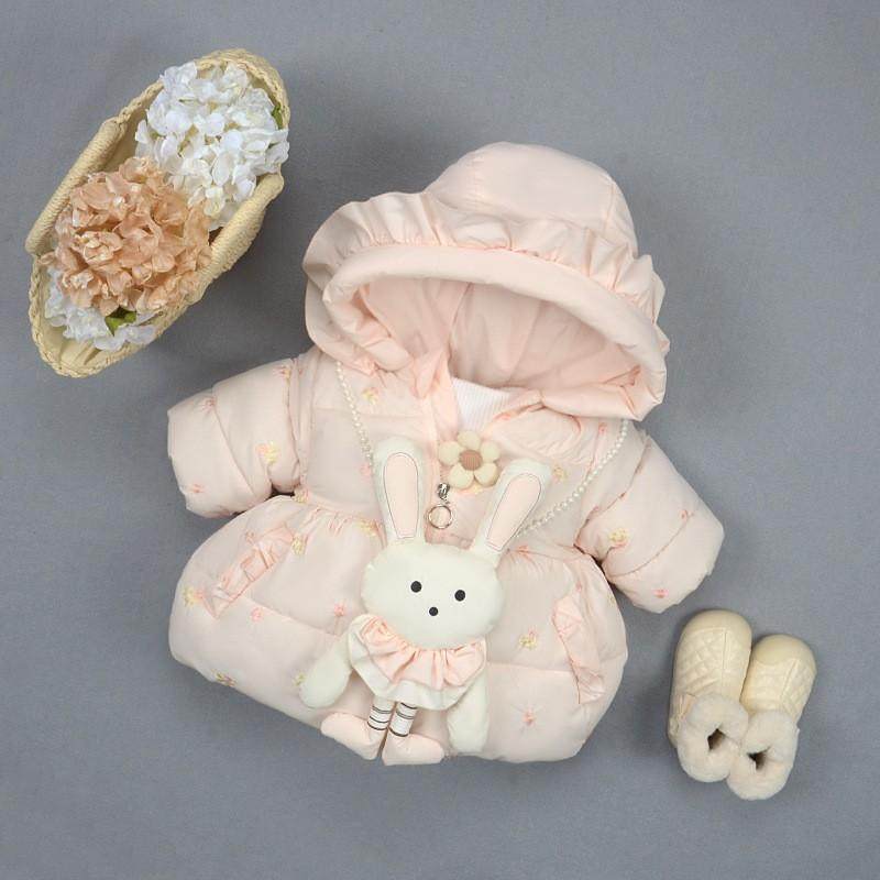 女童冬装卡通兔加绒加厚羽绒棉服