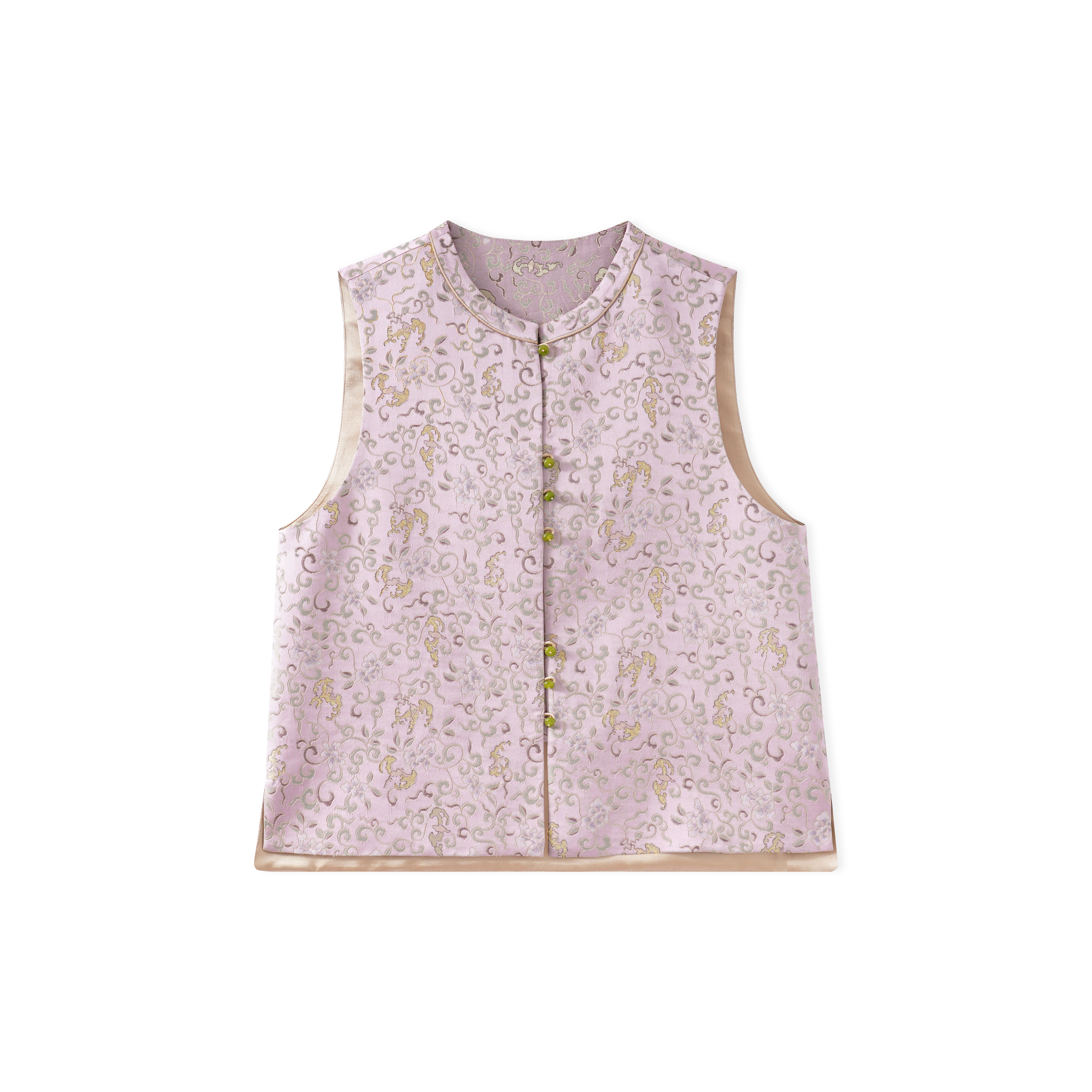 五福纳祥-YZ800156新中式宋锦桑蚕丝织金复古时尚百搭气质马甲