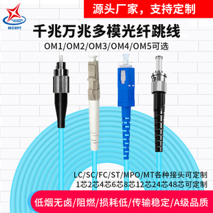ST尾纤机房局域网布线光缆 电信级OM3万兆多模光纤跳线LC LC双芯OM4光钎线3米5米10m两芯双工小方头转FC