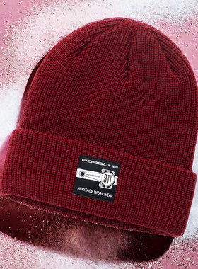 保时捷原厂正品针织帽毛绒帽Porsche新款911红色秋冬柔软毛线帽子