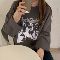 Real price early spring Korean chic minimalist print multi color inside and outside loose T-shirt~