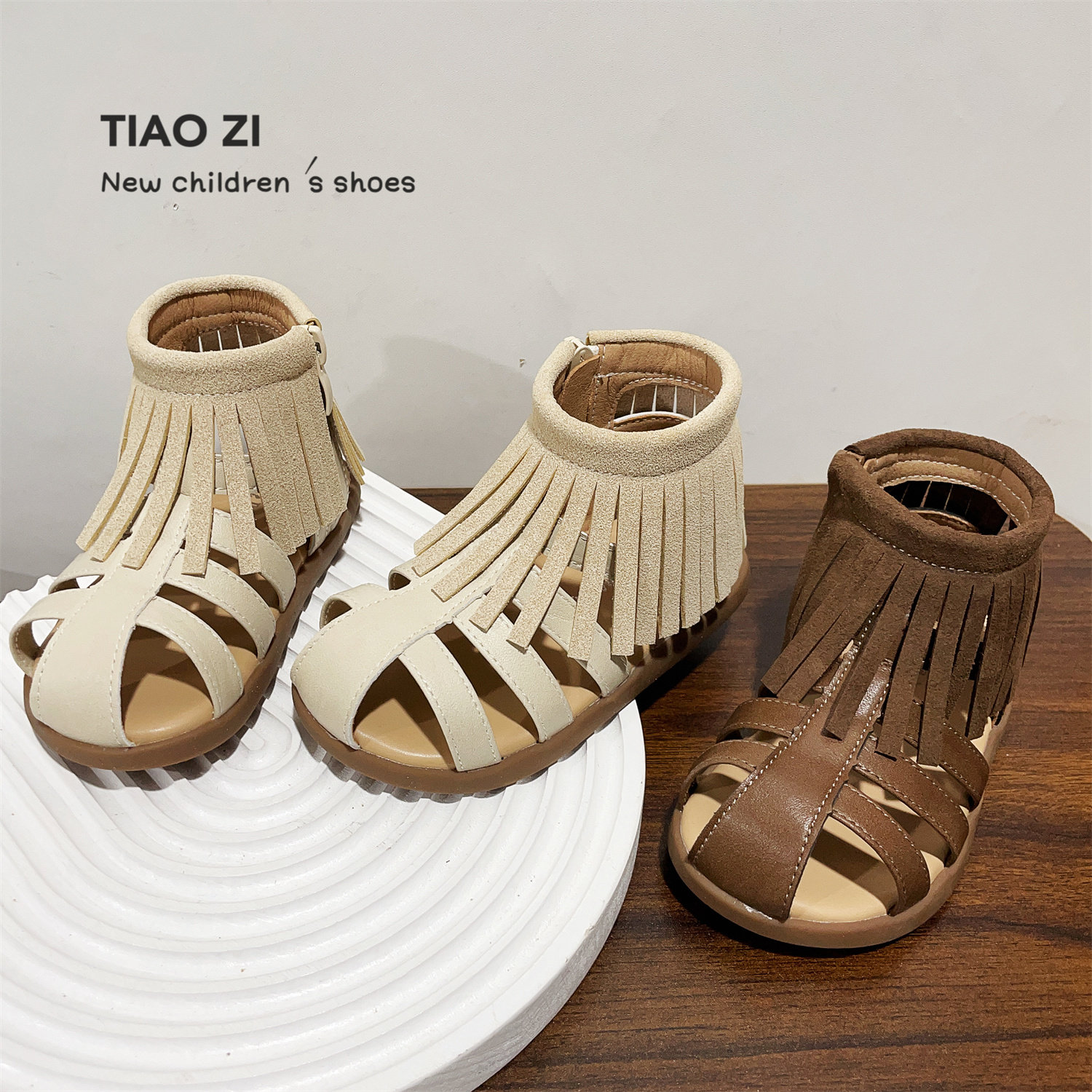 2026夏款时尚流苏小女孩罗马鞋1-3岁宝宝软底潮流公主鞋儿童凉鞋