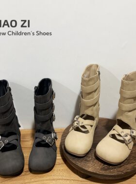 6-12岁女童镂空软底中筒靴