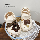 潮流蝴蝶结儿童洞洞鞋 可爱花朵小女孩两穿凉拖鞋 新款 2026年夏季