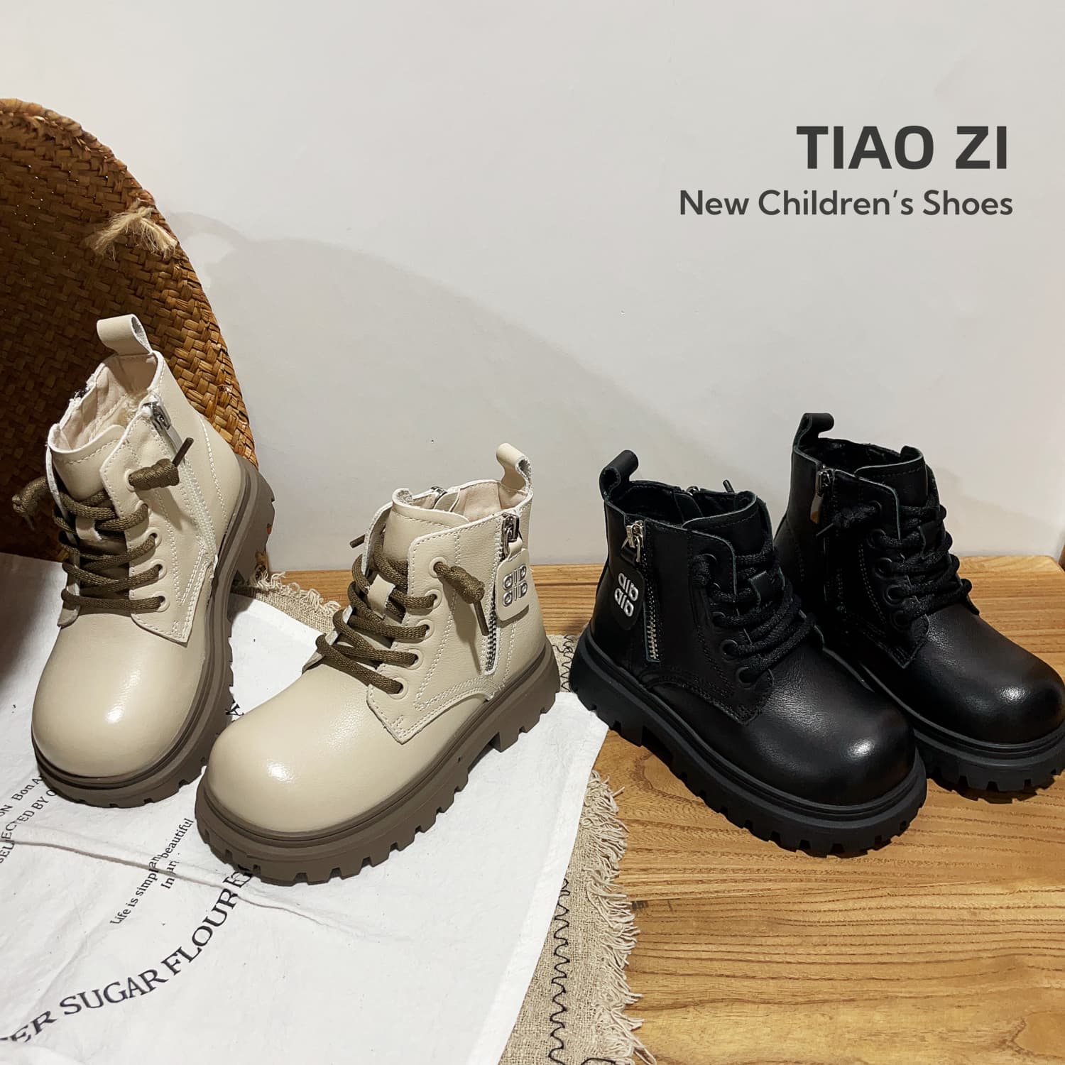 6-12岁女童加绒短款皮靴图片
