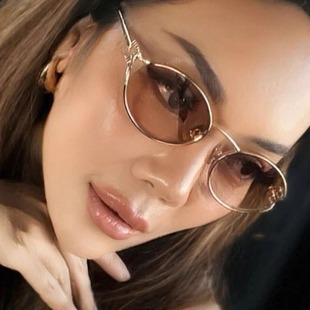 谬家复古老钱风金属墨镜女款防晒高级感小框港风凹造型太阳眼镜潮