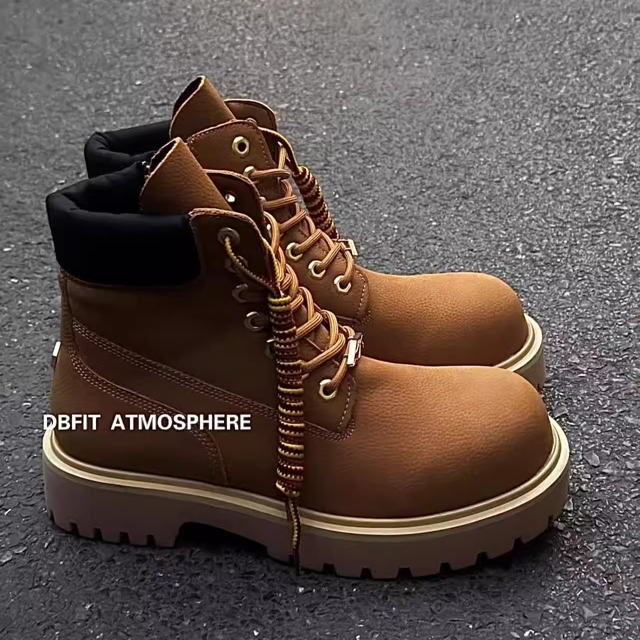 DBFIT明星同款牛皮厚底增高大黄马丁靴男女款侧拉链户外百搭痞帅