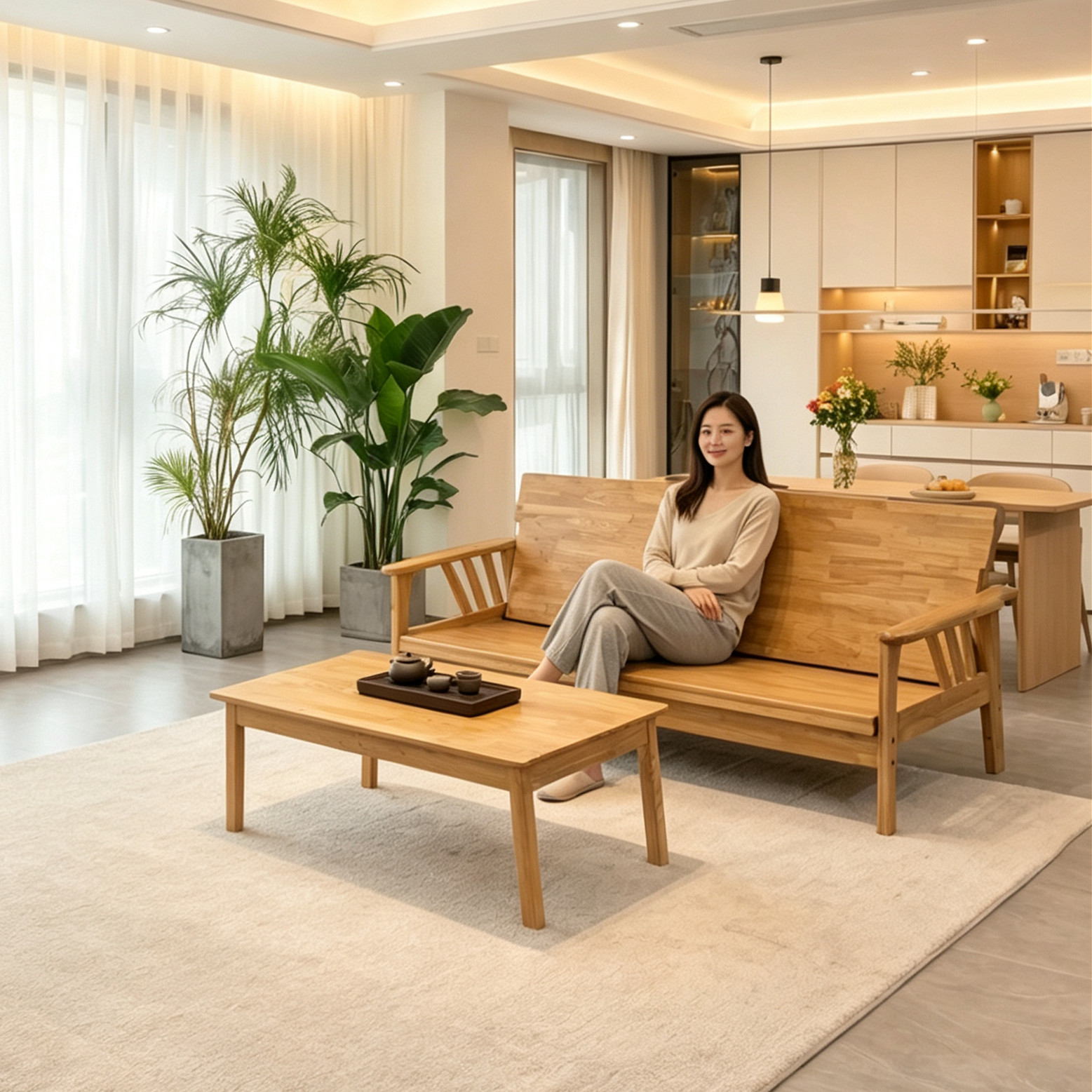 北欧实木翻转沙发床小户型经济型