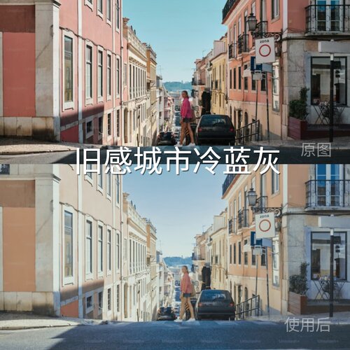 旧感城市冷蓝灰LUT macD-LogMliit无人机AppleLog2O-LogRecFindN6