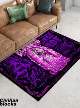 定制西海岸奇卡诺ins网红暗黑哥特粉色olds chool花体字匪帮地毯