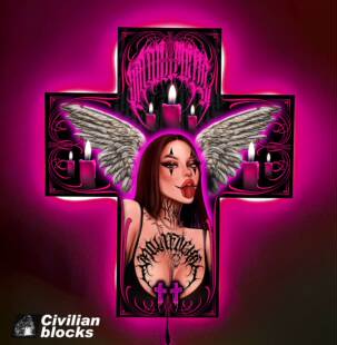 十字架花体字奇卡诺西海岸说唱店铺装饰开业礼品墙发光装饰挂画