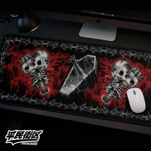 定制纹身哥特暗黑朋克tatto花体字摇滚金属二次元印花电脑鼠标垫