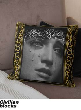 定制欧美ins奇卡诺哥特olds chool花体字直播纹身tattoo说唱抱枕