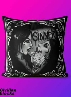 定制欧美ins奇卡诺哥特olds chool暗黑花体字直播纹身tattoo抱枕