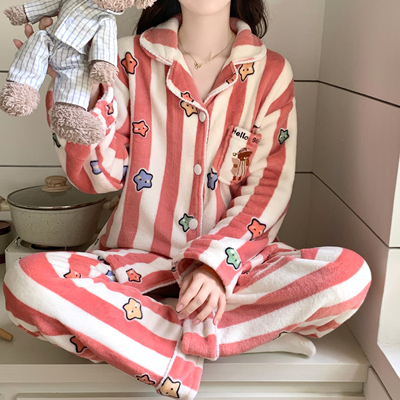 揭阳秋冬竖条纹女款睡衣