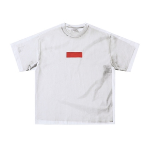 潮流短袖 24SS LOGO泥染做旧水洗解构假两件印花美式 BOX T恤 MM6