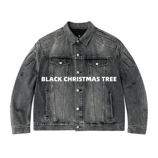 YE潮流高街牛仔夹克外套 YEEZY黑盔甲破坏水洗KANYE 巅峰绝迹