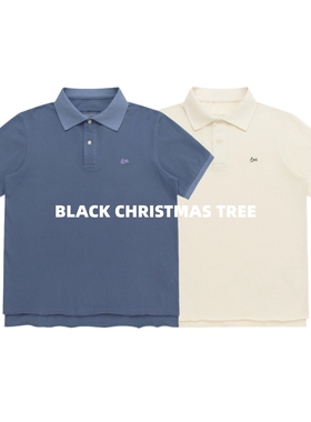 黑色圣诞树ERL 25SS 水洗渲染做旧植绒刺绣POLO衫新贵老钱风短袖