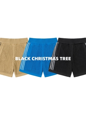 黑色圣诞树24FW定织三色镂空针织网眼运动短裤Jennie陈冠希同款
