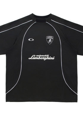 黑色圣诞树25SS 兰博63联名刺绣字母网眼针织运动球服T恤短裤套装