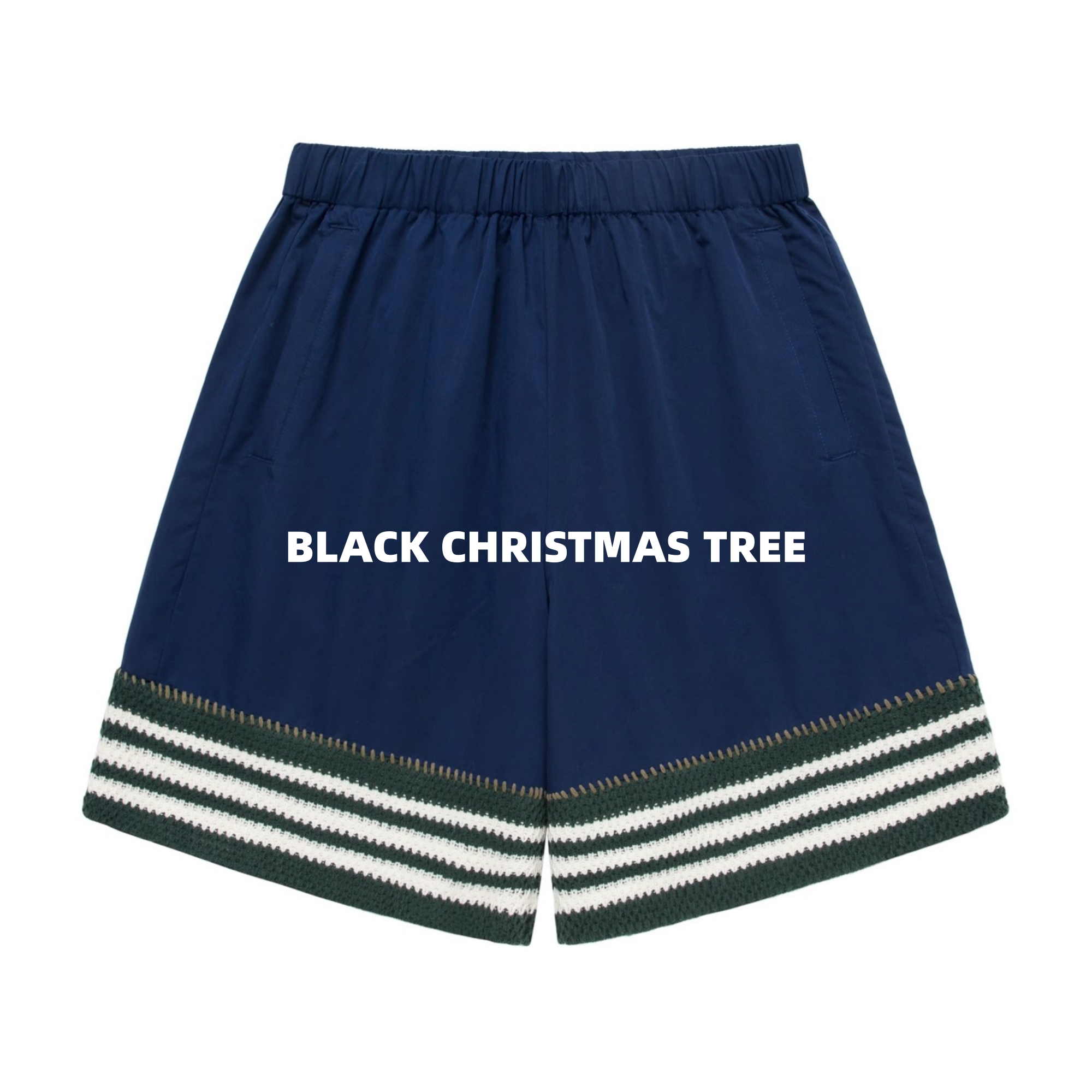 黑色圣诞树25SS 凝结联名复古拼接运动休闲夜靛蓝短裤edison同款