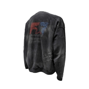 Far Archive重磅赛车盔甲水洗做旧喷砂潮流wookvibe垫肩双层卫衣