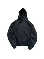 Askyurself Black Warrior High Street Trendy Washed Distressed Loose Casual Basic Solid Color Hooded Sweatshirt