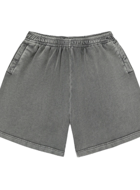 黑色圣诞树AC 24SS褪色炭素磨毛水洗cleanfit复古纯色休闲短裤