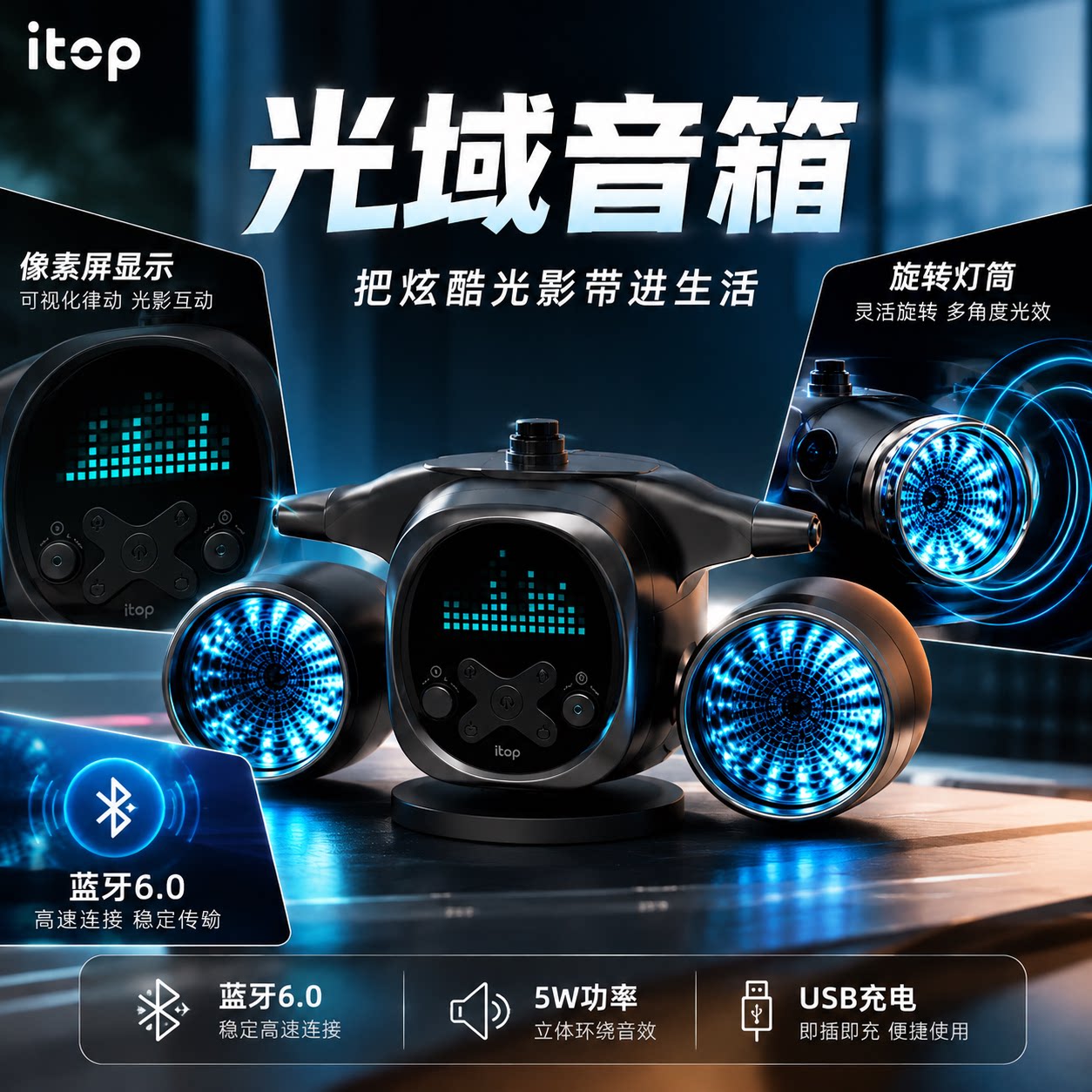 骑士光域摩托车造型蓝牙音箱